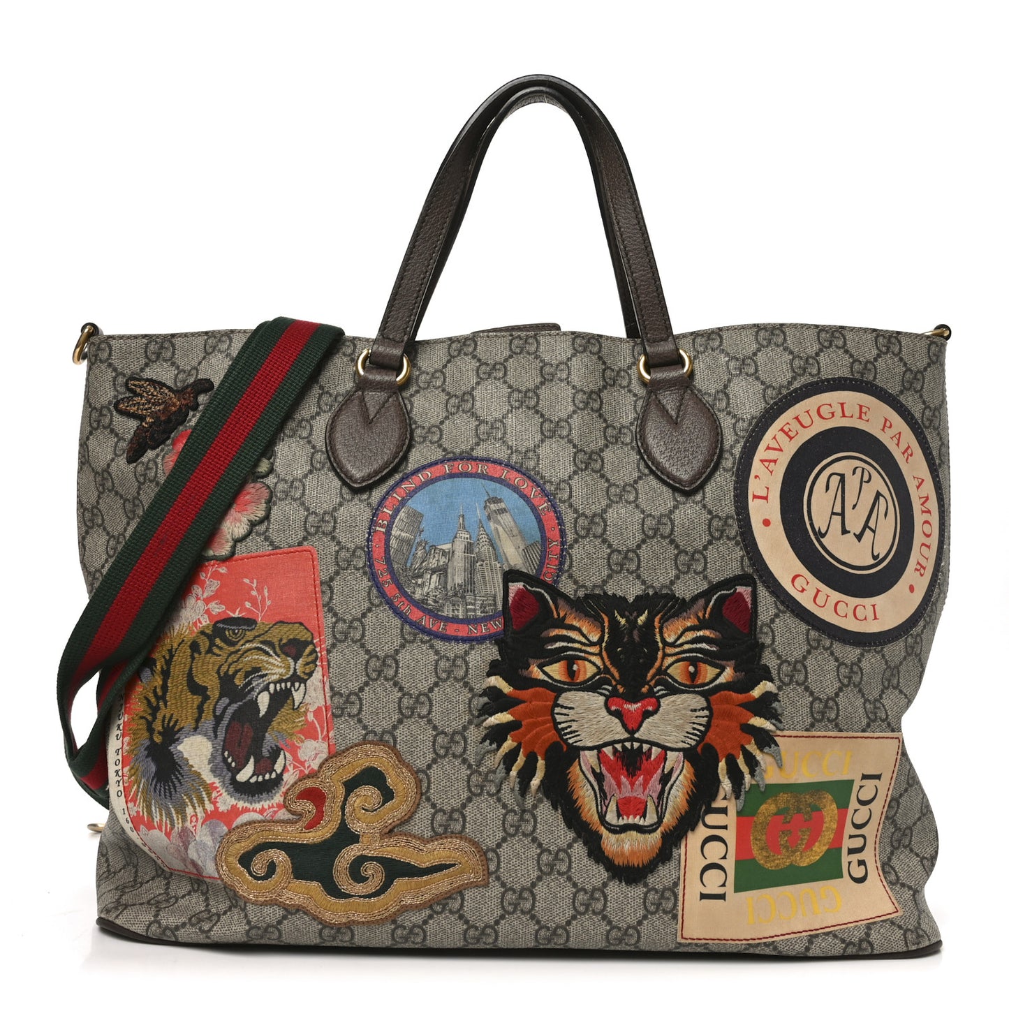 Soft GG Supreme Monogram Courrier Medium Crossbody Tote Beige New Acero