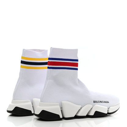 Balenciaga Technical 3D Recycled Knit Striped Womens Speed 2.0 Sneakers 35 White Multicolor 4 of 8