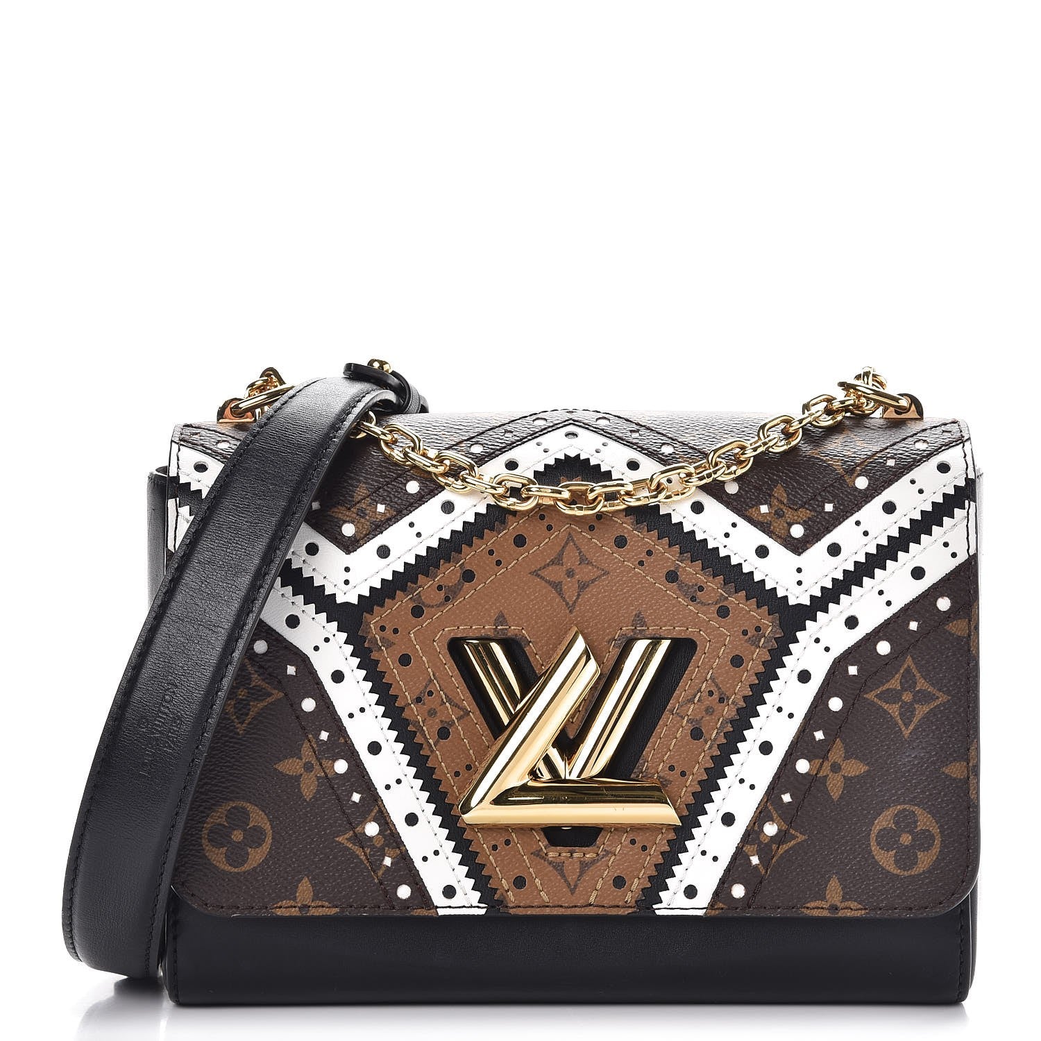 Louis Vuitton Veau Satin Monogram Twist Shoulder Bag MM Black 1 of 7