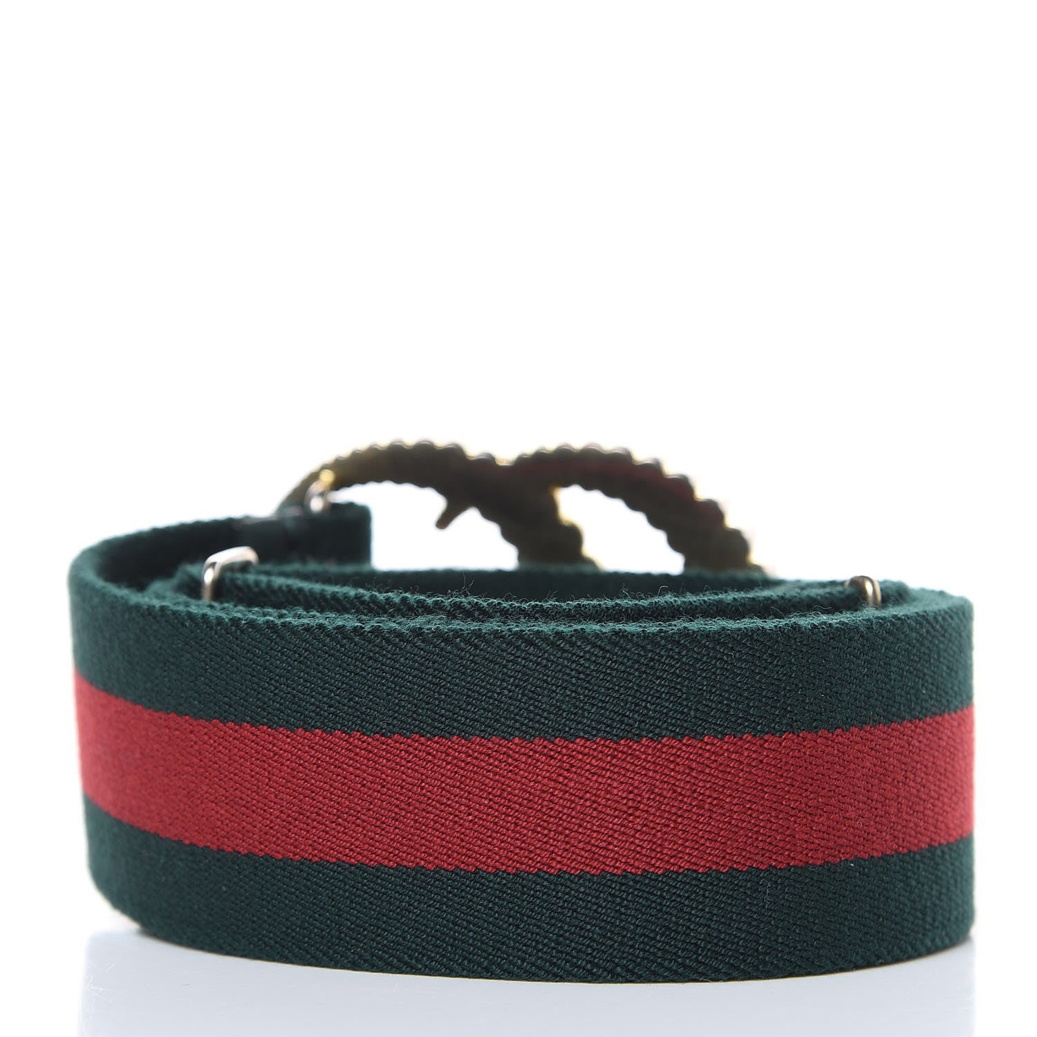 Gucci Canvas Torchon Double G Web Belt 80 32 Verde 3 of 4