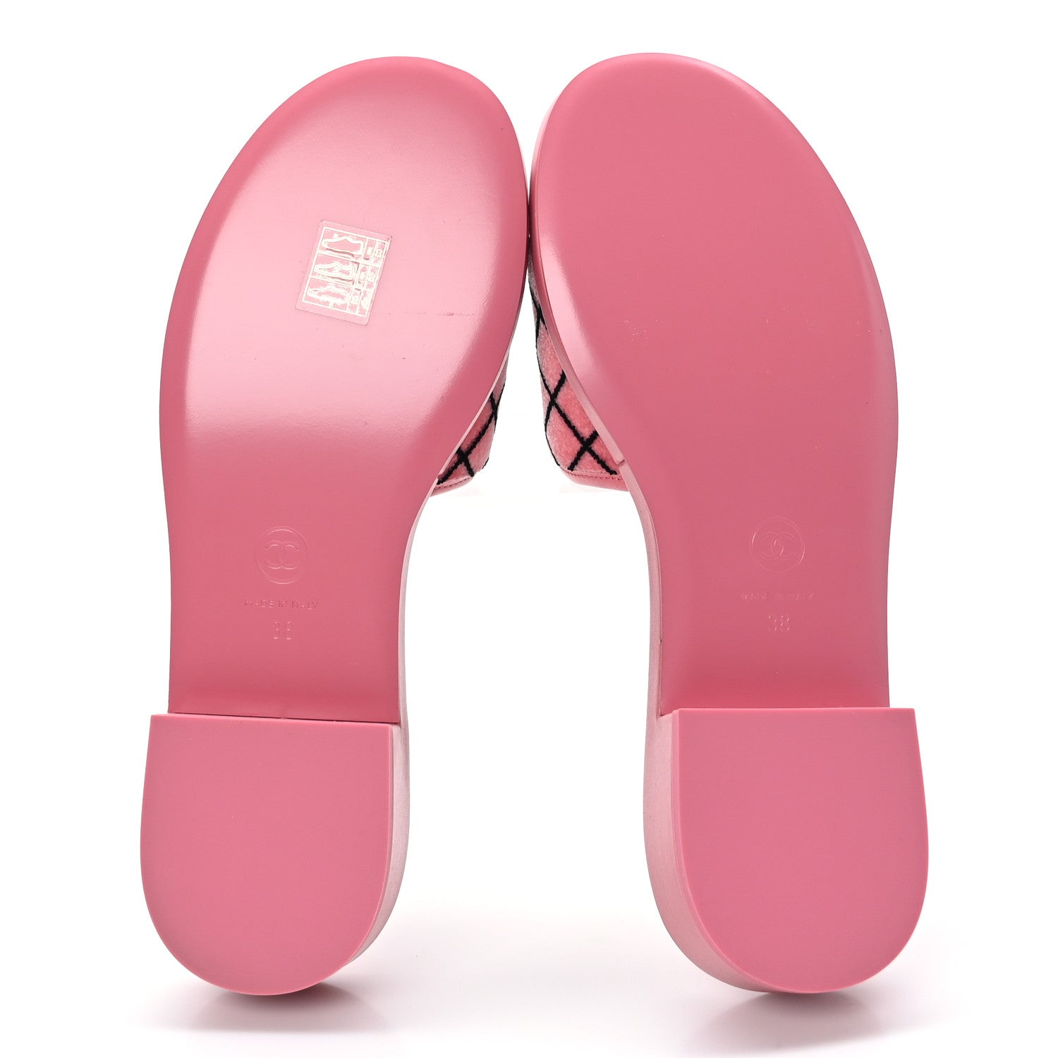 Chanel Shearling Quilt Print Quilt CC Mules 38 Pink 5 of 8