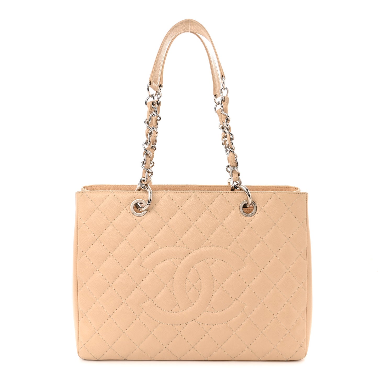 Caviar Quilted Grand Shopping Tote GST Beige Clair