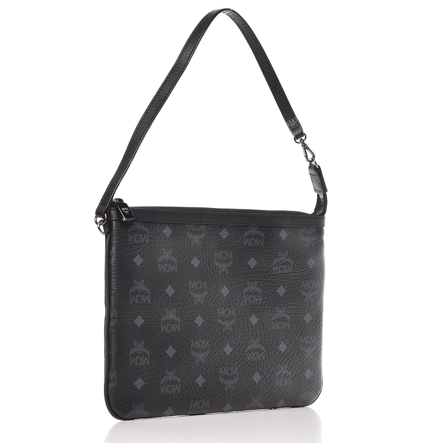 MCM Visetos Liz Shopper Tote Pouch Black 3 of 8
