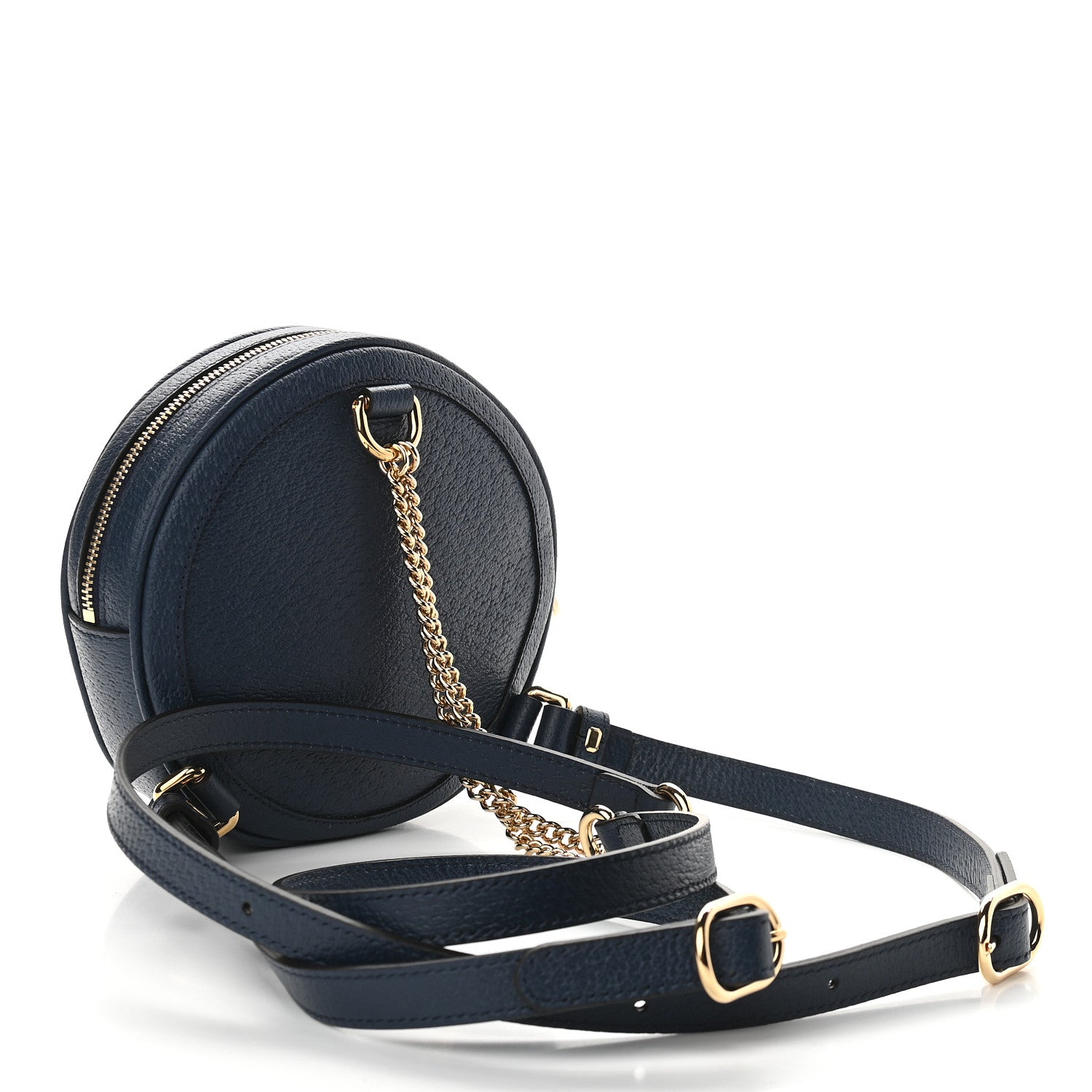 Gucci Textured Calfskin Web Mini Ophidia Round Backpack Blue Agata 3 of 9