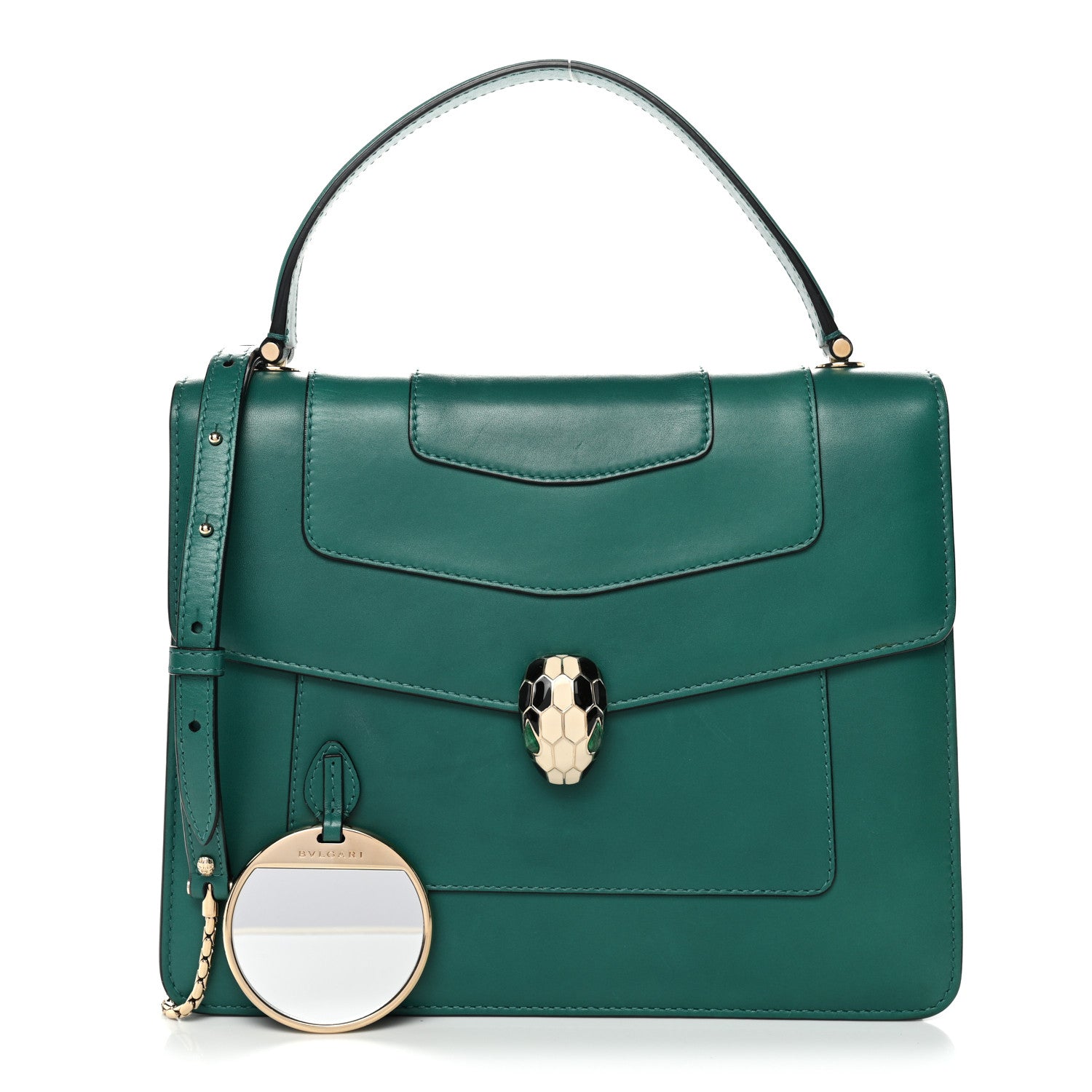 Bulgari Calfskin Large Serpenti Forever Top Handle Emerald Green 3 of 10