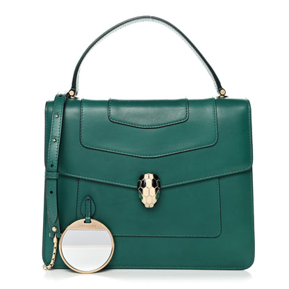 Bulgari Calfskin Large Serpenti Forever Top Handle Emerald Green 3 of 10