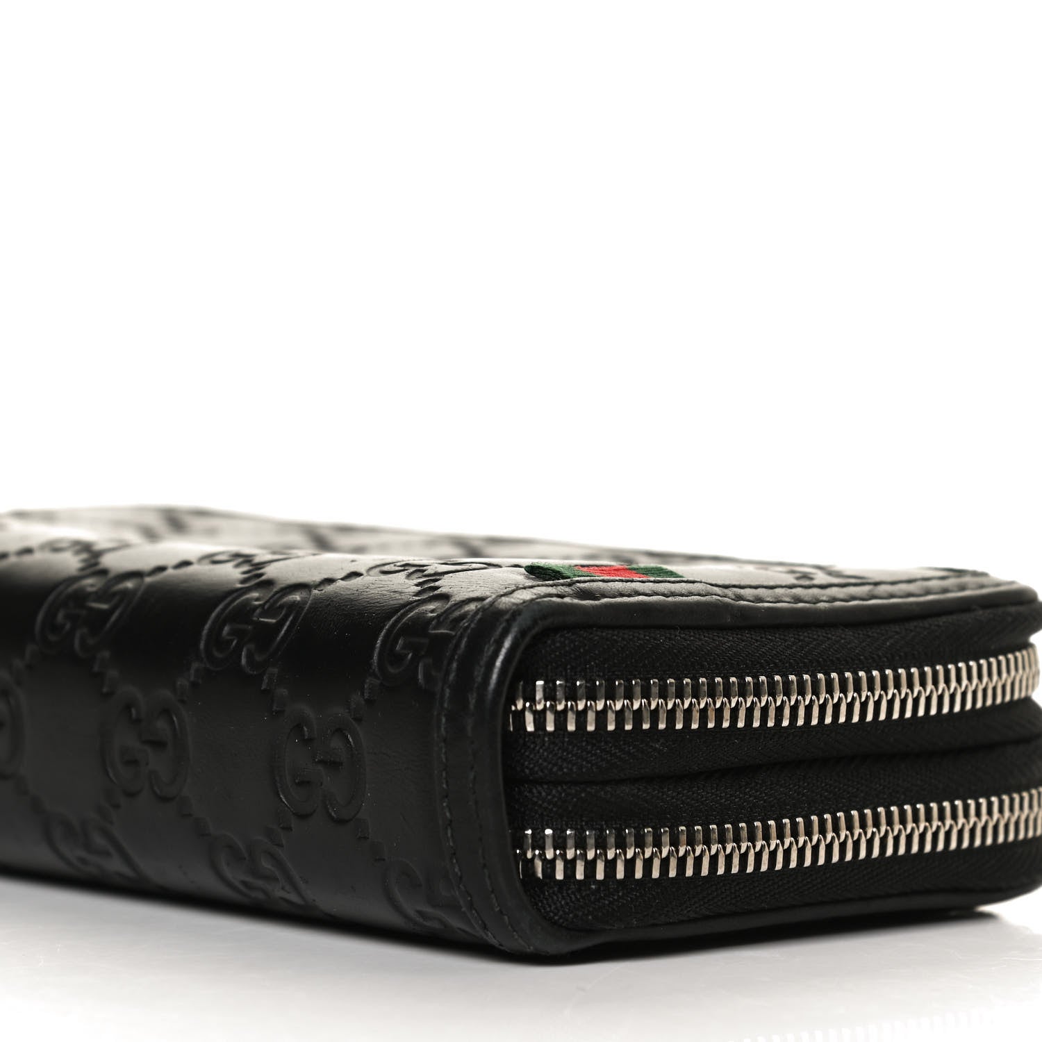 Gucci Guccissima Large Double Zip Around Wallet Black 9 of 11