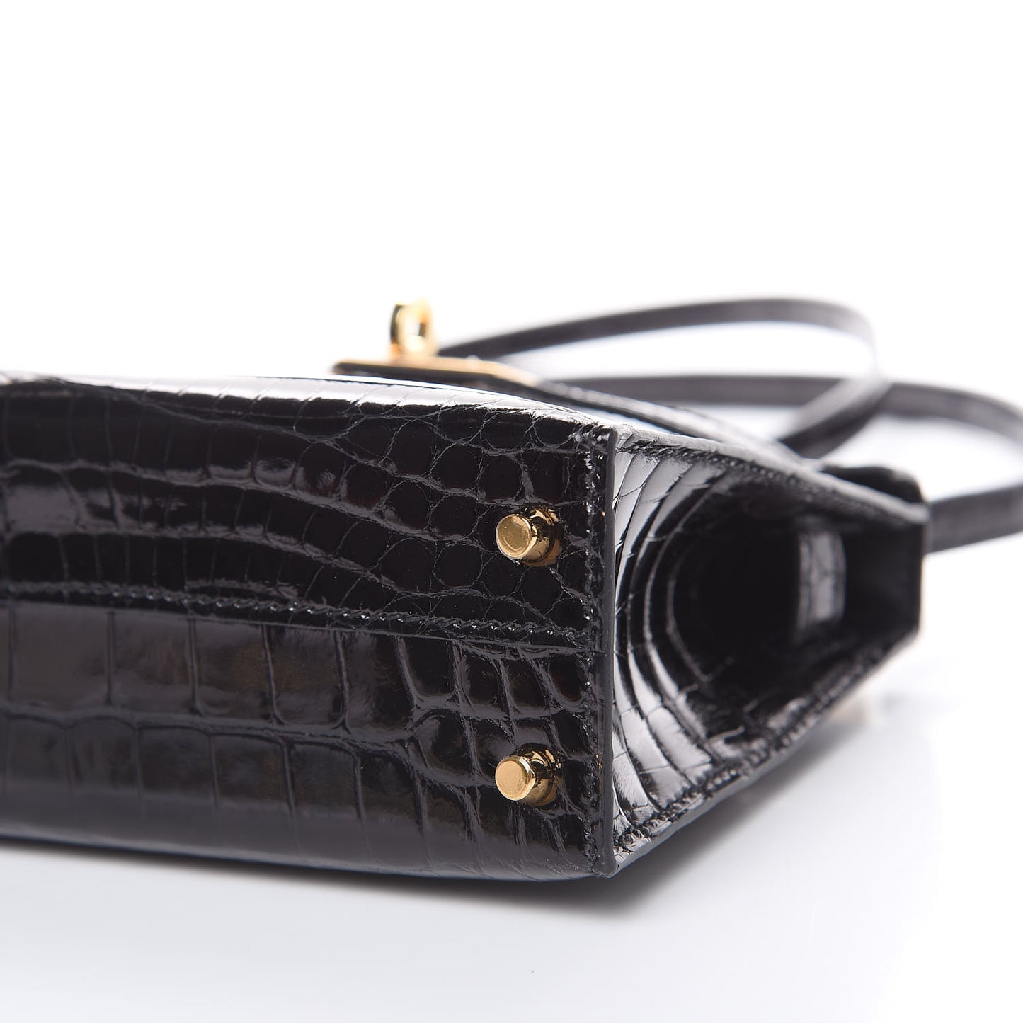 Shiny Alligator Mini Kelly Sellier 20 Black