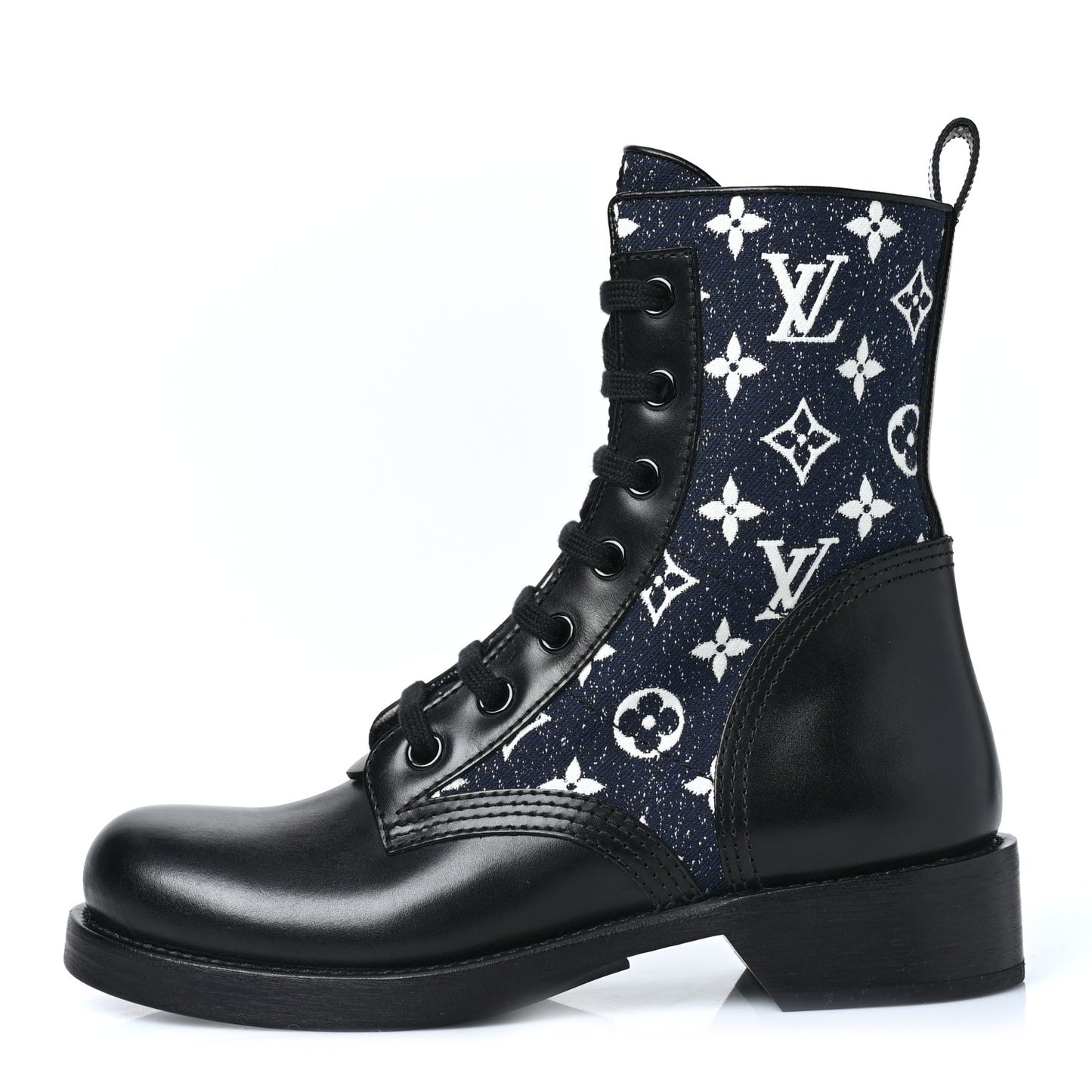 Denim Calfskin Metropolis Flat Ranger Boot 39 Navy Blue