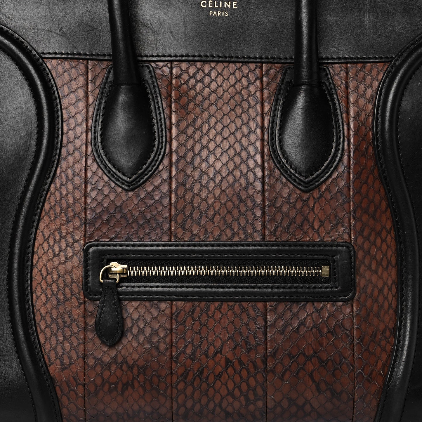 Python Smooth Calfskin Mini Luggage Brown