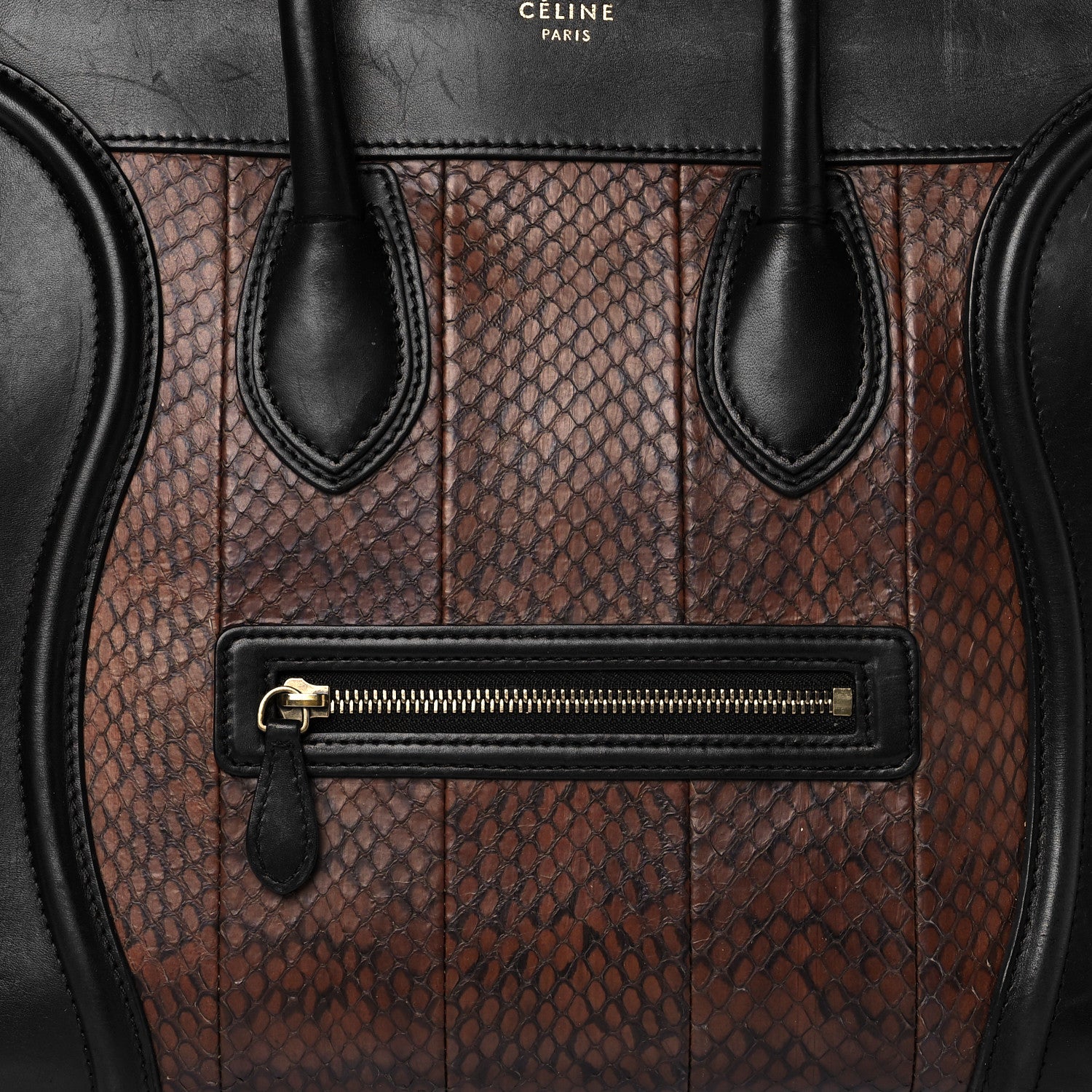Celine Python Smooth Calfskin Mini Luggage Brown 6 of 16