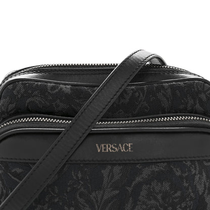 Versace Fabric Jacquard Calfskin Barocco Crossbody Bag Black 7 of 12