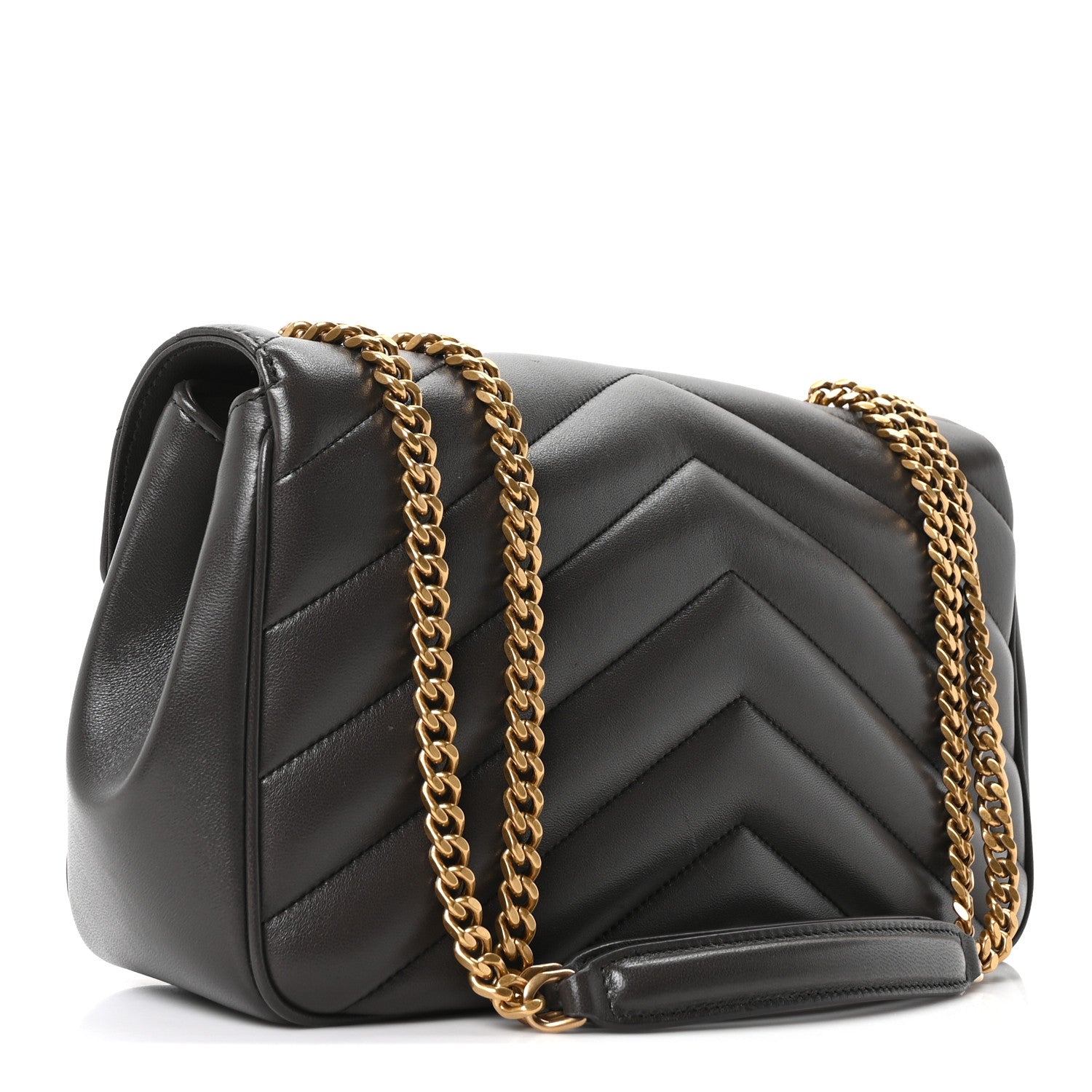 Saint Laurent Lambskin Matelasse Chevron Medium LouLou  Dark Strong Moss 4 of 11