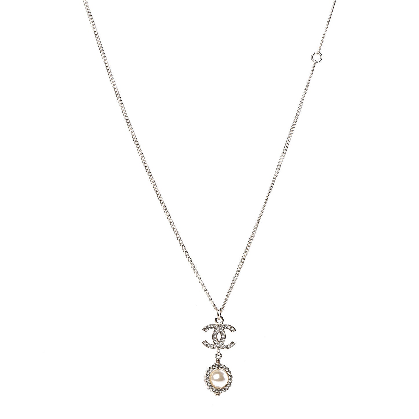 Crystal CC Pearl Drop Necklace Gold