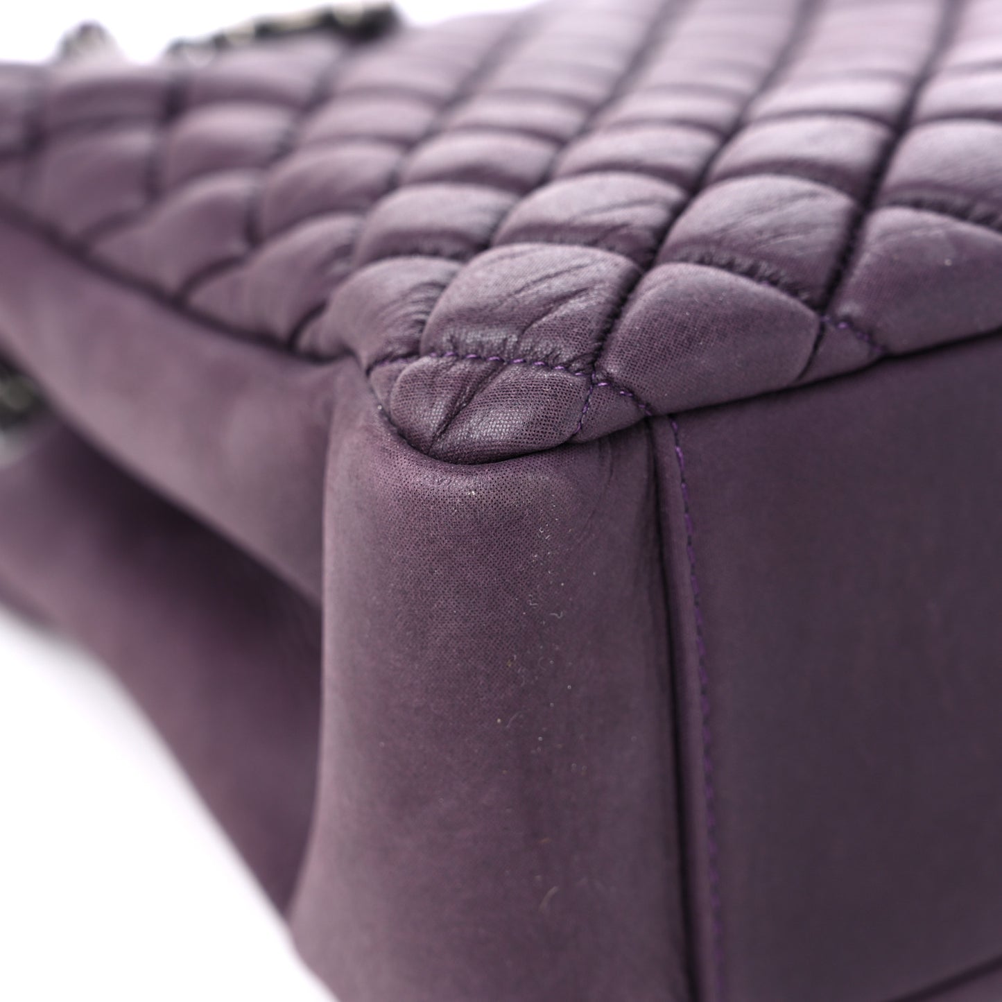 Iridescent Calfskin New Bubble Quilt Small Tote Plum