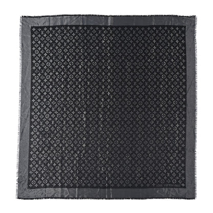 Louis Vuitton Silk Lurex Wool Monogram Shine Shawl Black 1 of 10