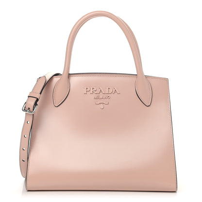 Prada Spazzolato Small Monochrome Top Handle Tote Pesca 1 of 10