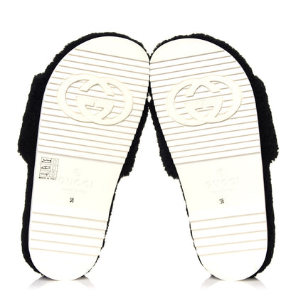 Gucci Merino Interlocking G Slide Sandals 38 Butterscotch Black 5 of 8