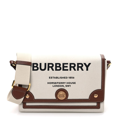 Burberry Canvas Horseferry Print Note Crossbody Bag Natural Tan 1 of 10