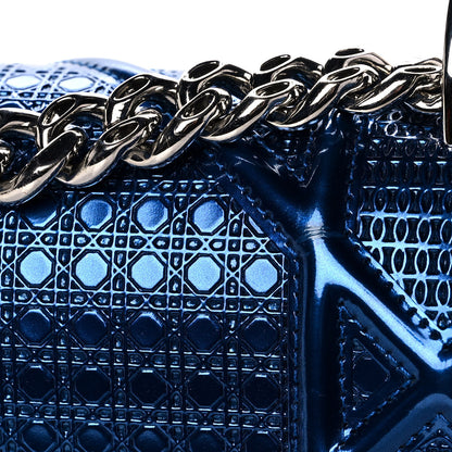 Christian Dior Metallic Patent Micro-Cannage Medium Diorama Flap Bag Blue 15 of 18