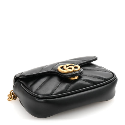 Gucci Calfskin Matelasse GG Marmont 2.0 Coin Purse On A Chain Black 4 of 7