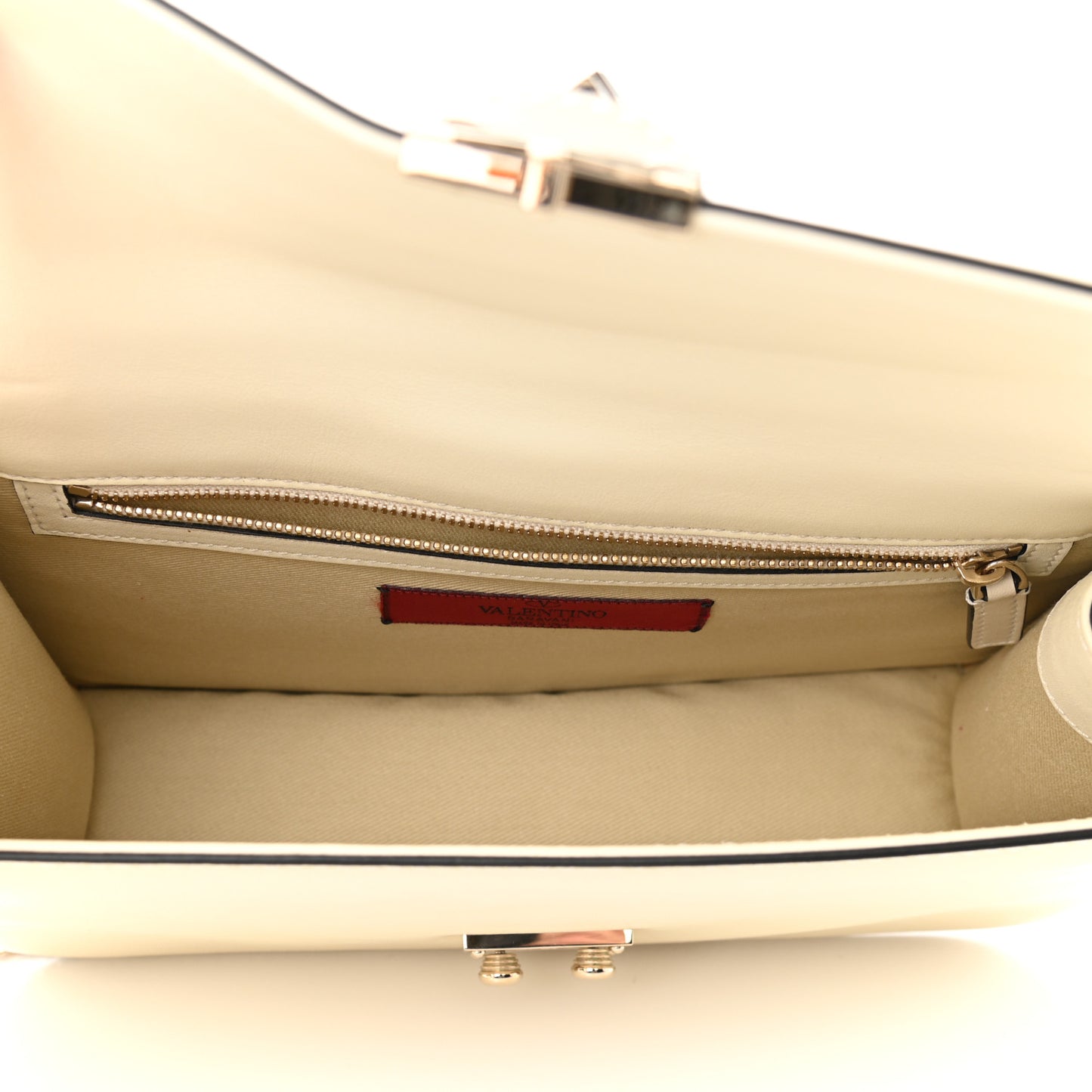 Vitello Medium Glam Lock Rockstud Flap Light Ivory