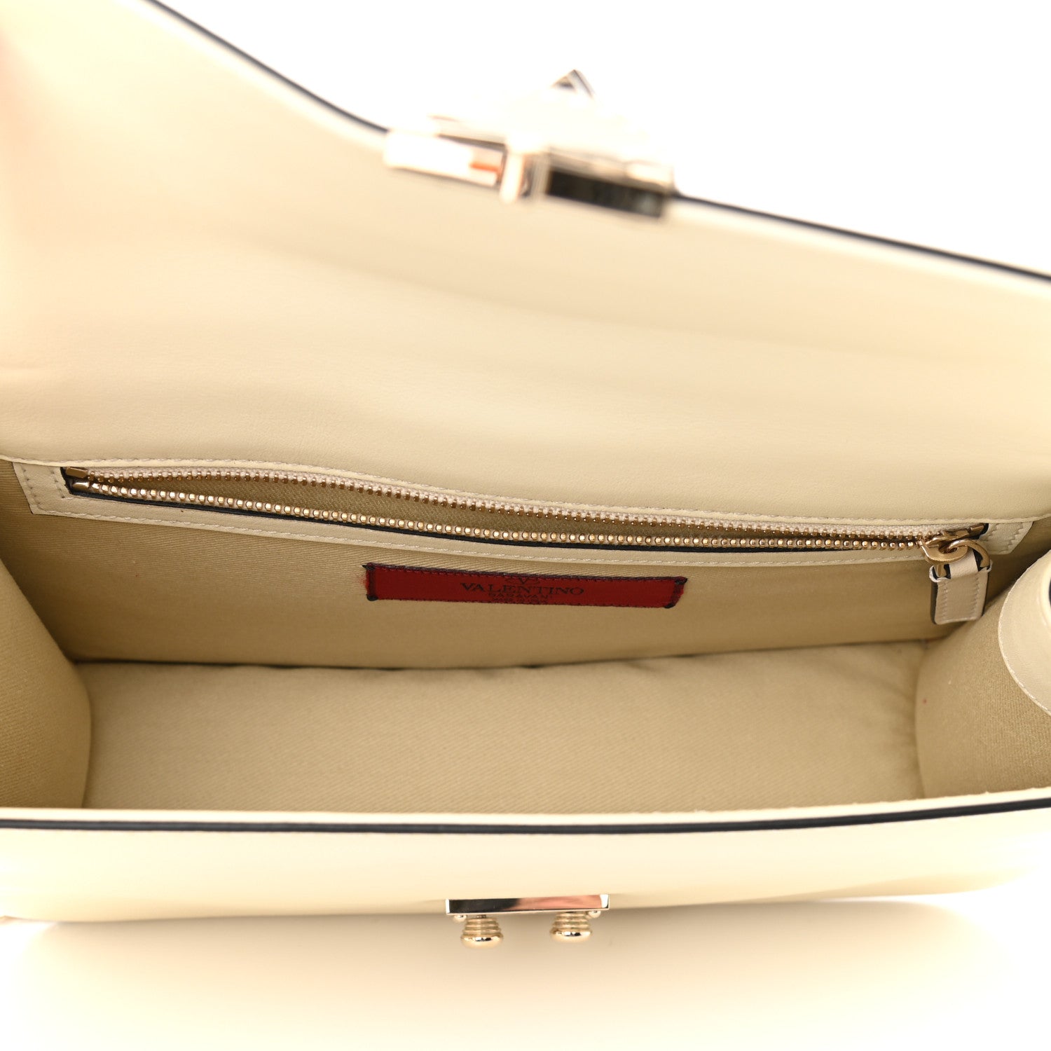 Valentino Garavani Vitello Medium Glam Lock Rockstud Flap Light Ivory 4 of 7