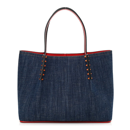 Christian Louboutin Denim Spiked Small Cabarock Shopper Tote 1 of 9