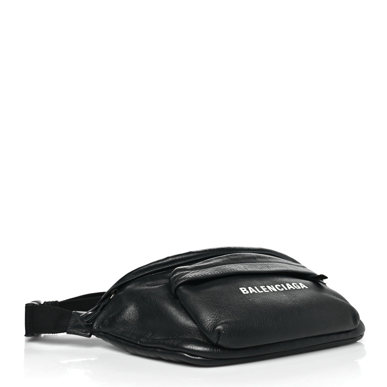 Balenciaga Smooth Calfskin Logo Large Everyday Beltpack Black White 4 of 11