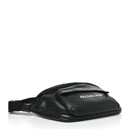Balenciaga Smooth Calfskin Logo Large Everyday Beltpack Black White 4 of 11