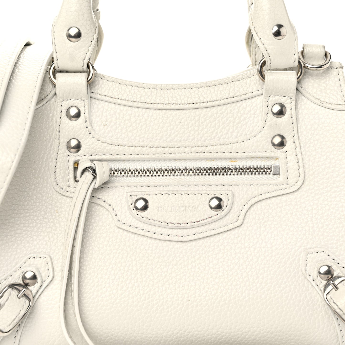 Grained Calfskin Neo Classic Silver Hardware Mini City White
