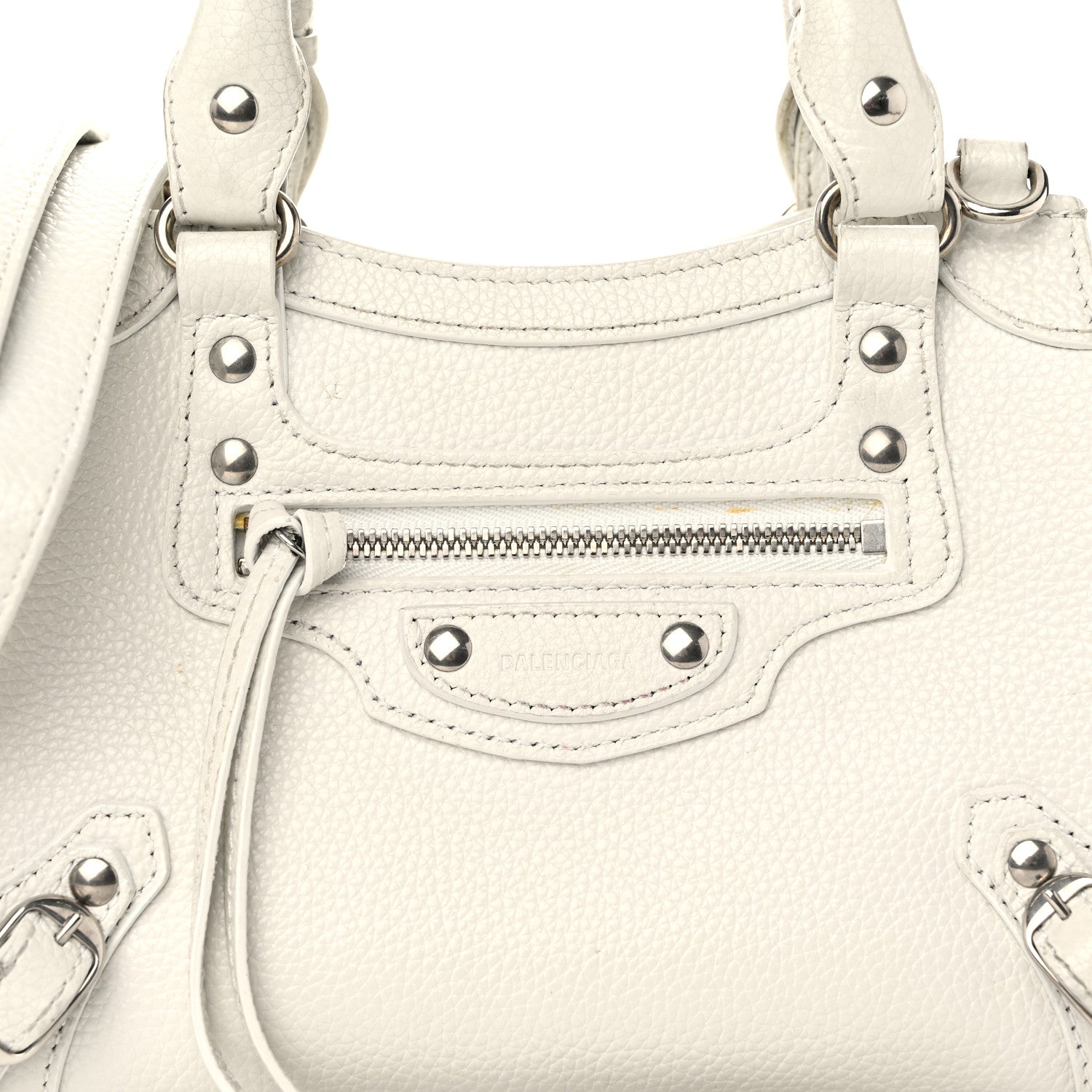 Balenciaga Grained Calfskin Neo Classic Silver Hardware Mini City White 8 of 13