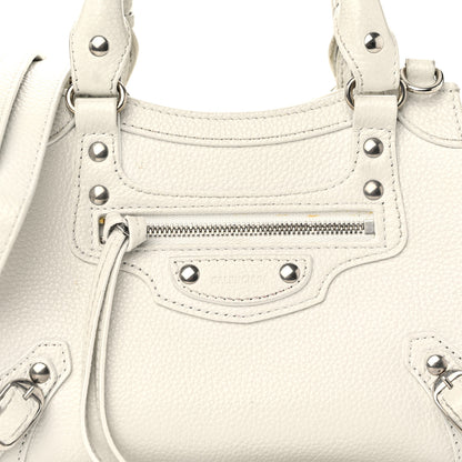 Balenciaga Grained Calfskin Neo Classic Silver Hardware Mini City White 8 of 13