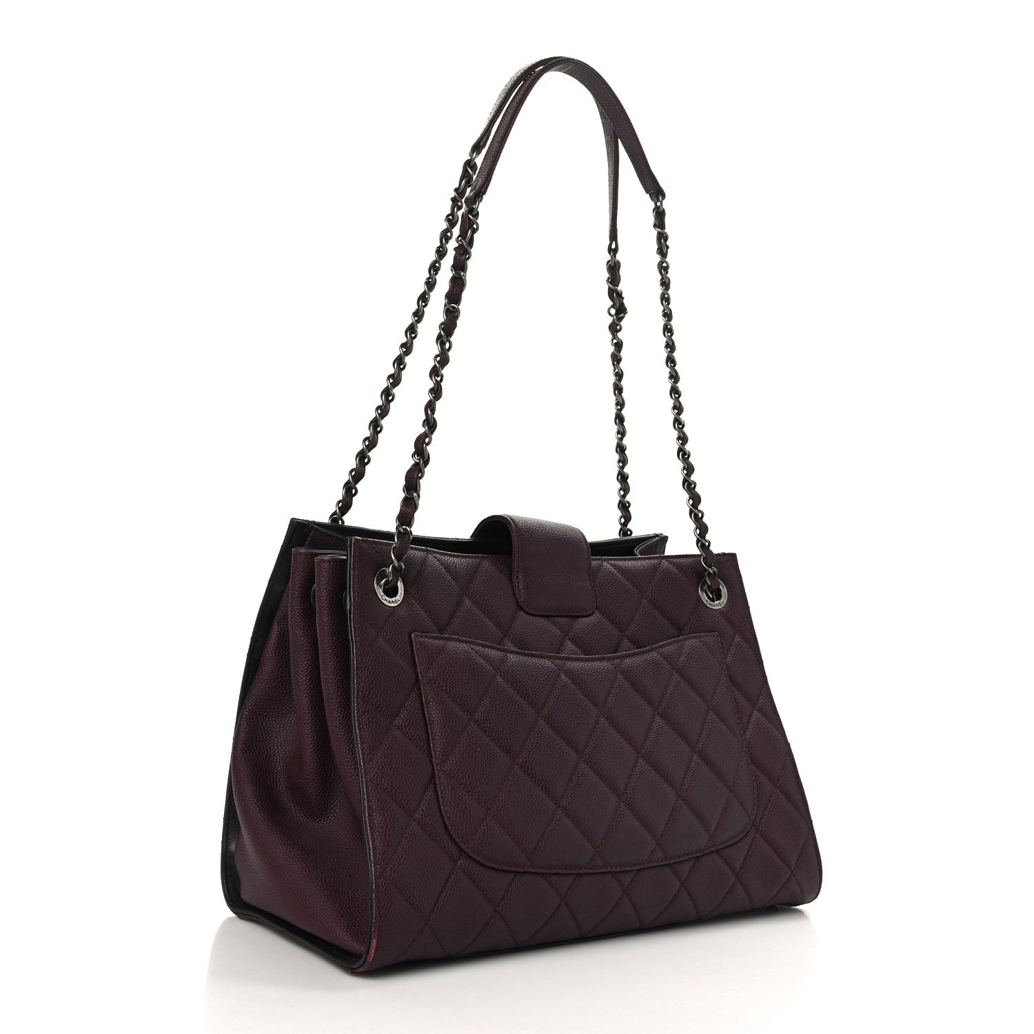 Chanel Caviar Quilted Large CC Accordion Shopping Bag Burgundy 2 of 10