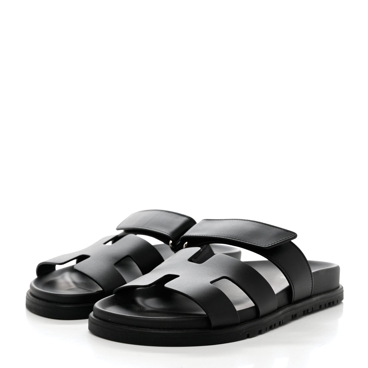 Hermes Calfskin Womens Chypre Sandals 36.5 Black 3 of 9
