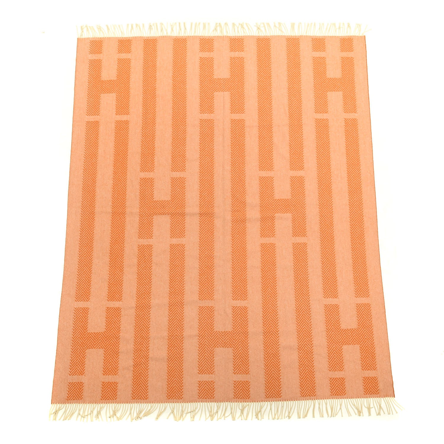 Hermes Wool Cashmere Labyrinthe Chevron Blanket Mangue 1 of 4