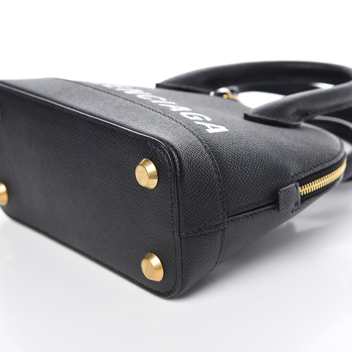 Signature Grained Calfskin XXS Ville Top Handle Bag Black White