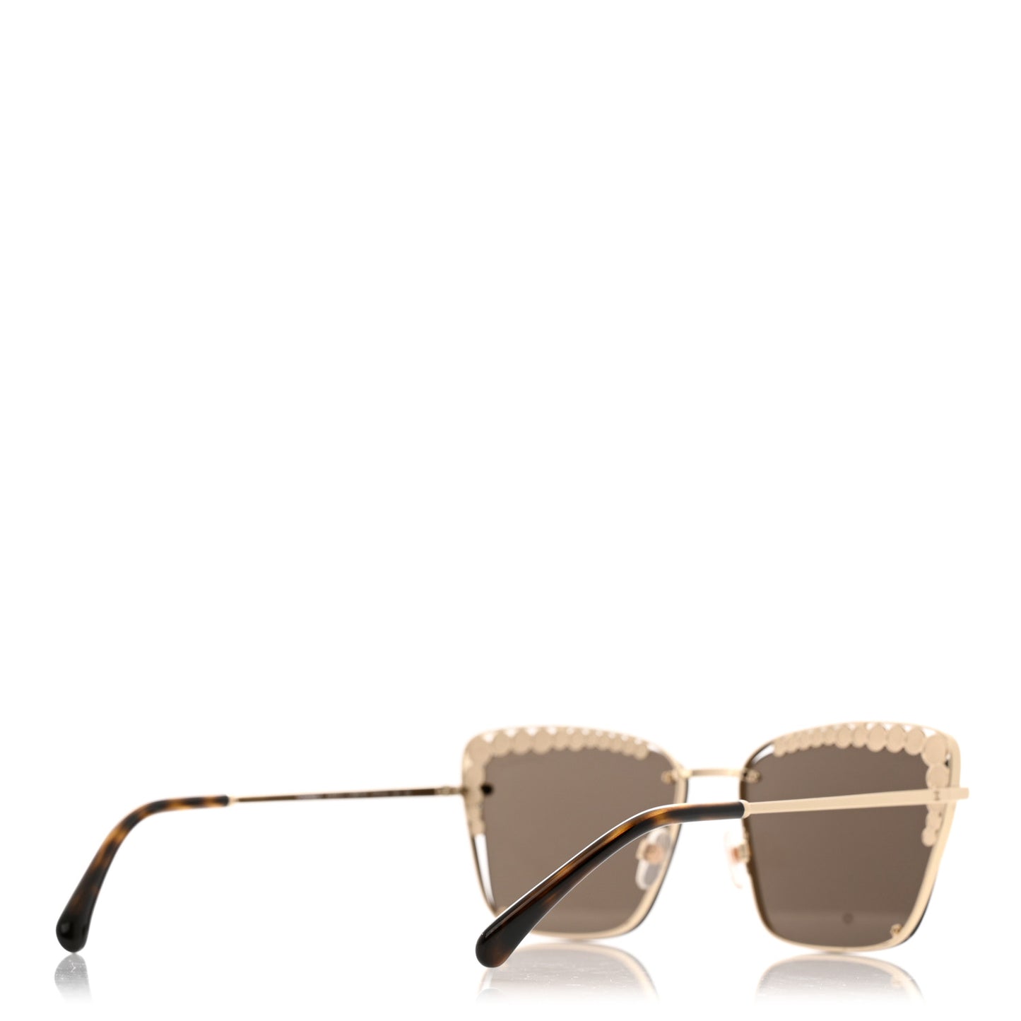 Metal Square Frame Pearl Sunglasses 4235-H Tortoise