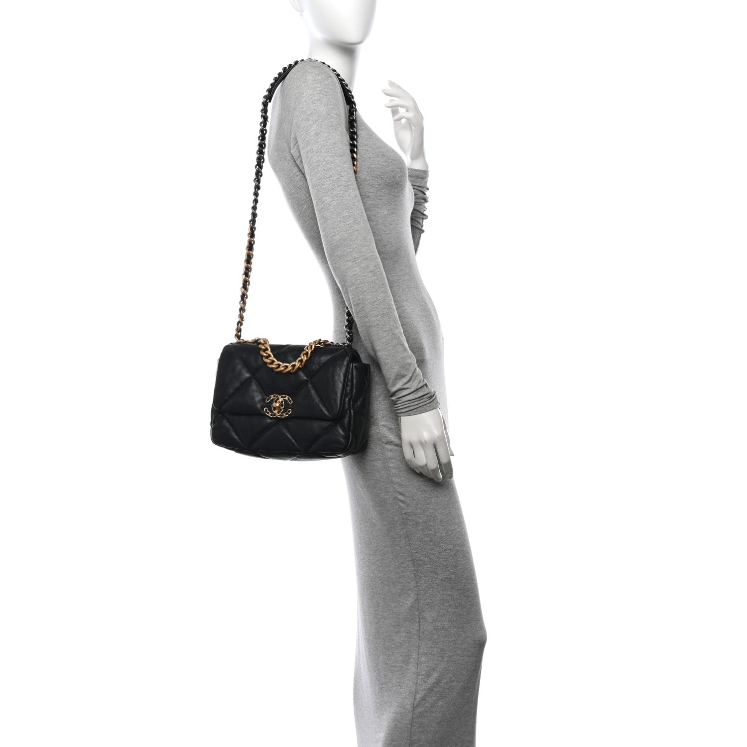 Chanel Lambskin Quilted Medium Chanel 19 Flap Black 2 of 12