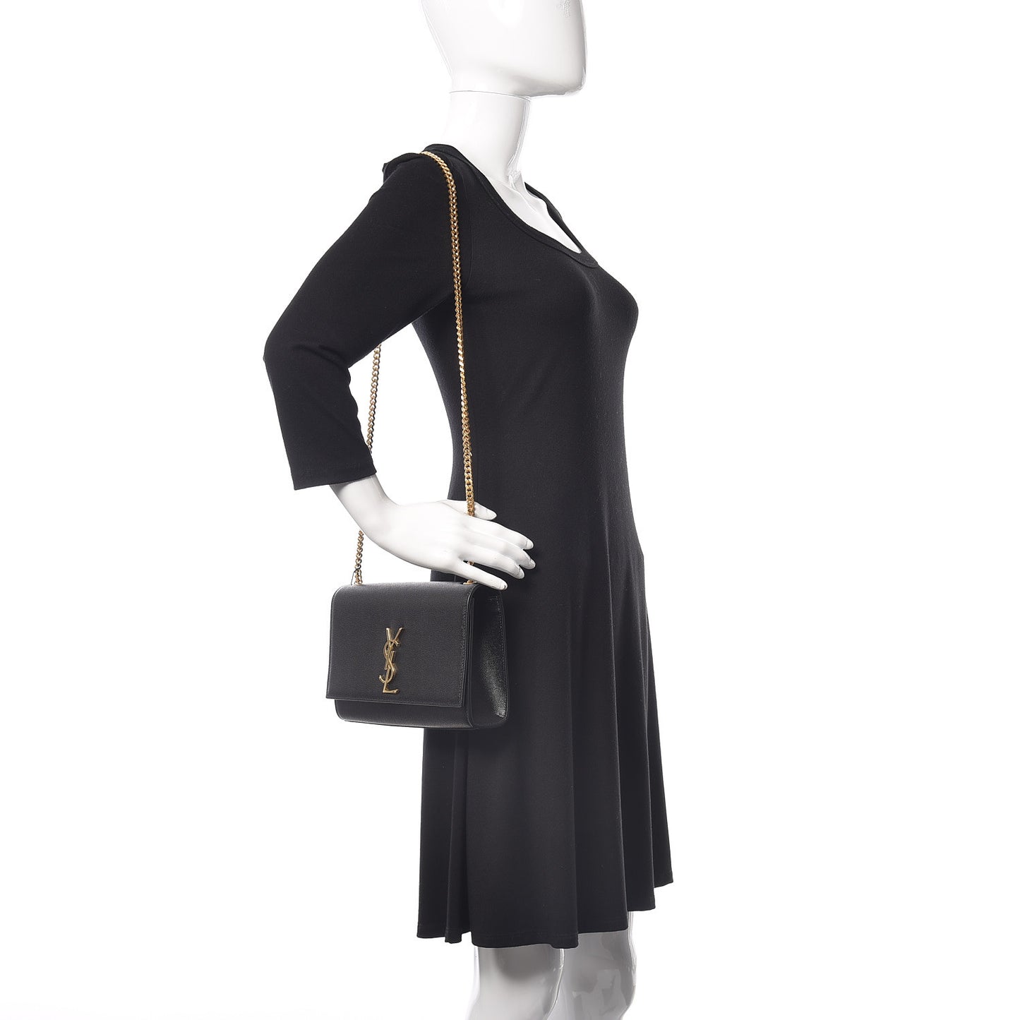 Grain De Poudre Medium Classic Monogram Kate Satchel Black