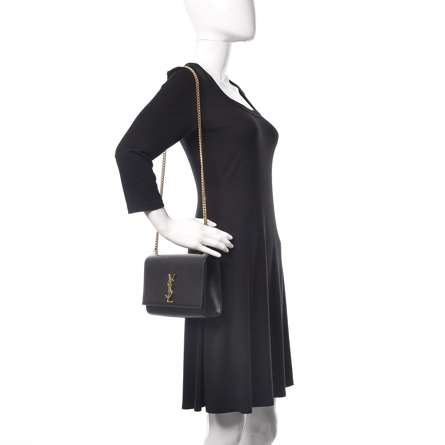 Saint Laurent Grain De Poudre Medium Classic Monogram Kate Satchel Black 2 of 10