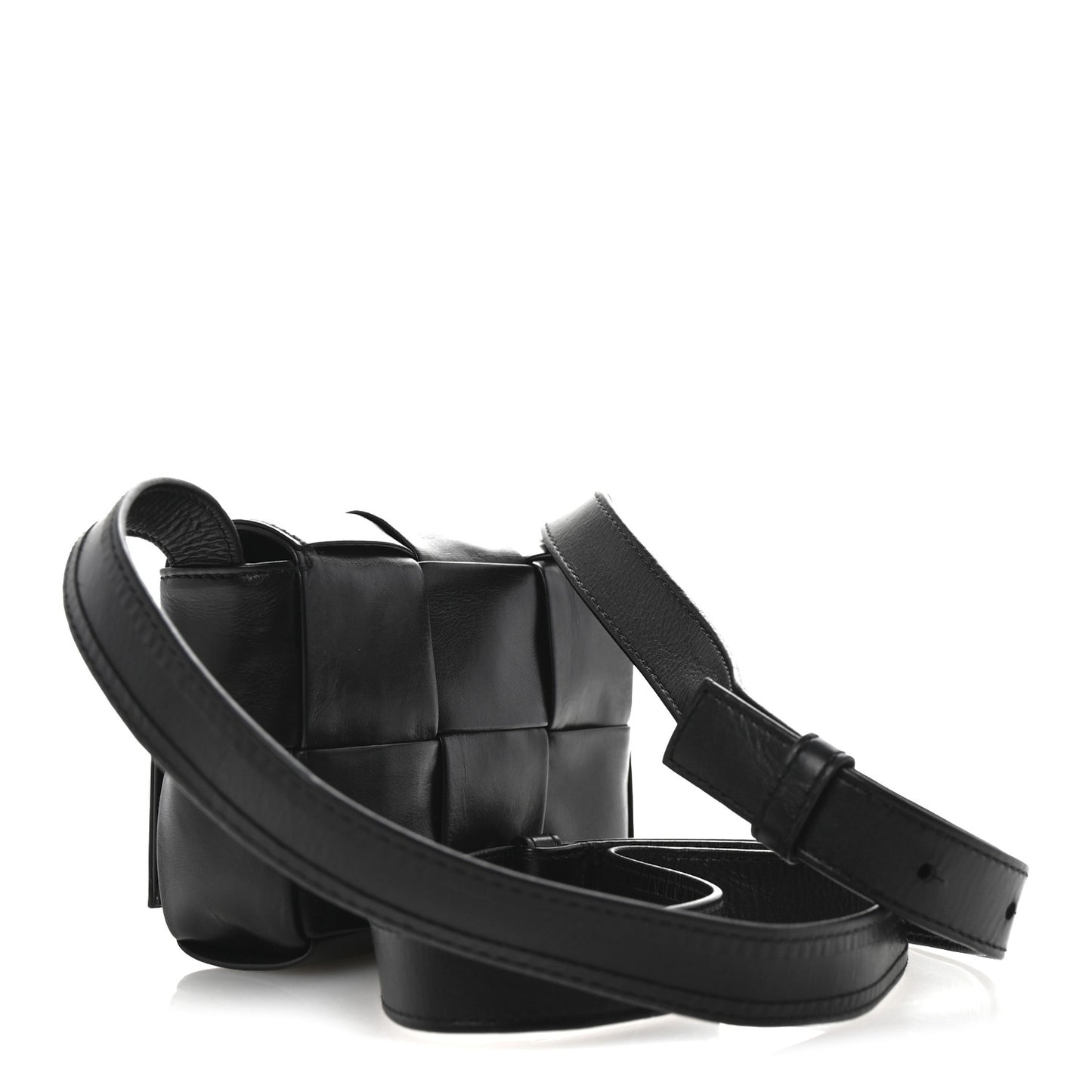 Lambskin Maxi Intreccio Candy Cassette Crossbody Bag Black