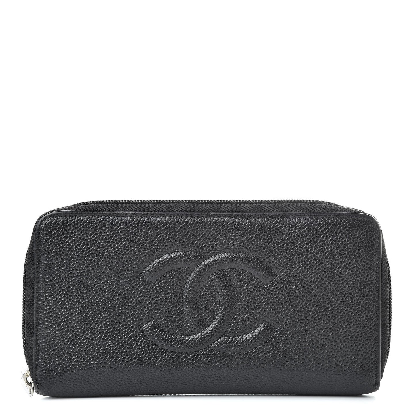 Caviar Large Timeless CC Zip Around Wallet Black