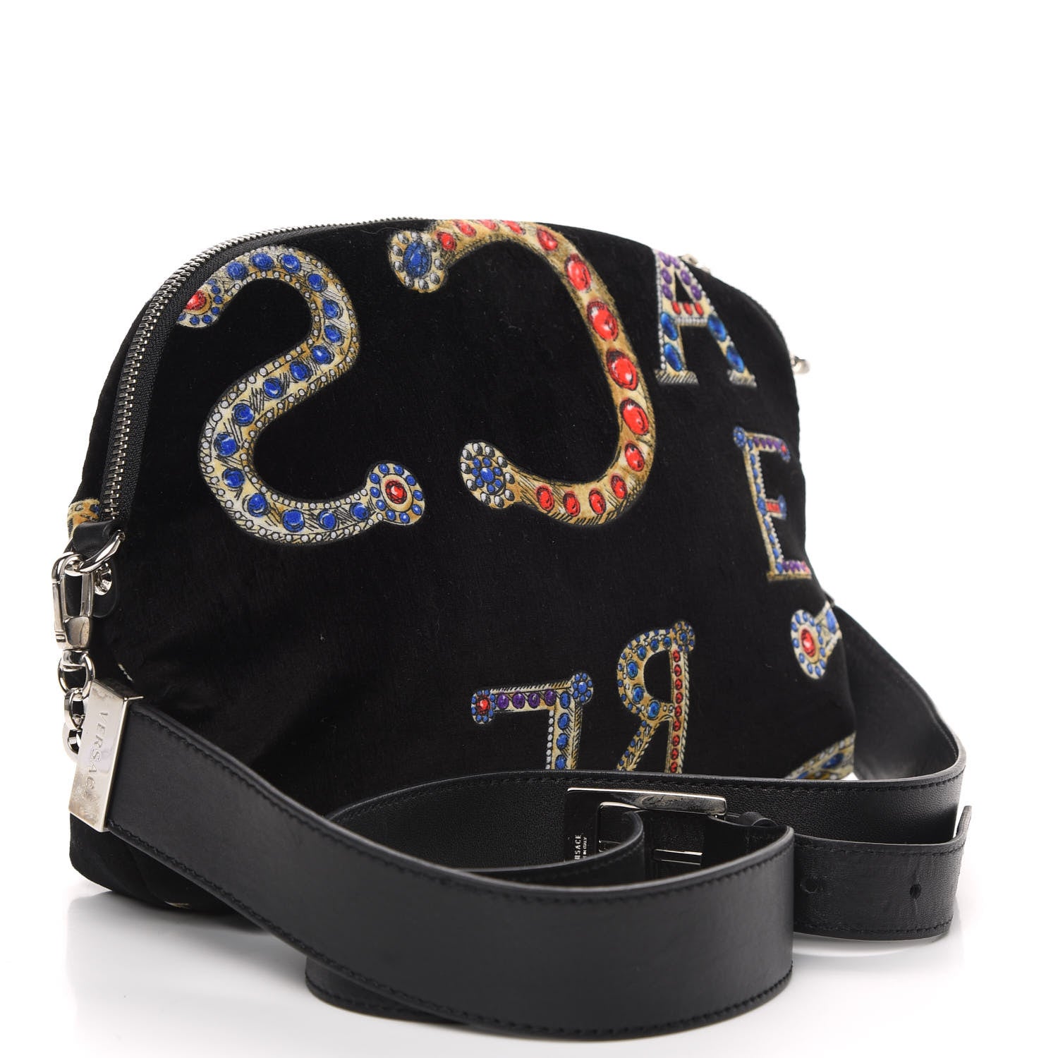 Versace Velvet Crystal Clutch Black 3 of 10