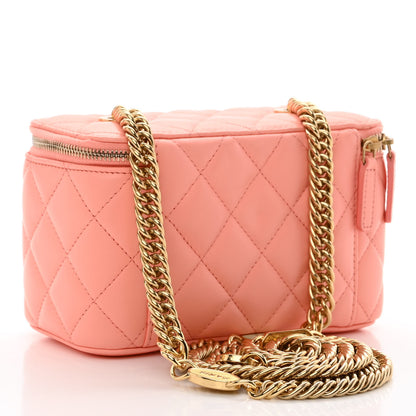 Chanel Lambskin Resin Quilted Vanity Case With Chain Pink 3 of 12
