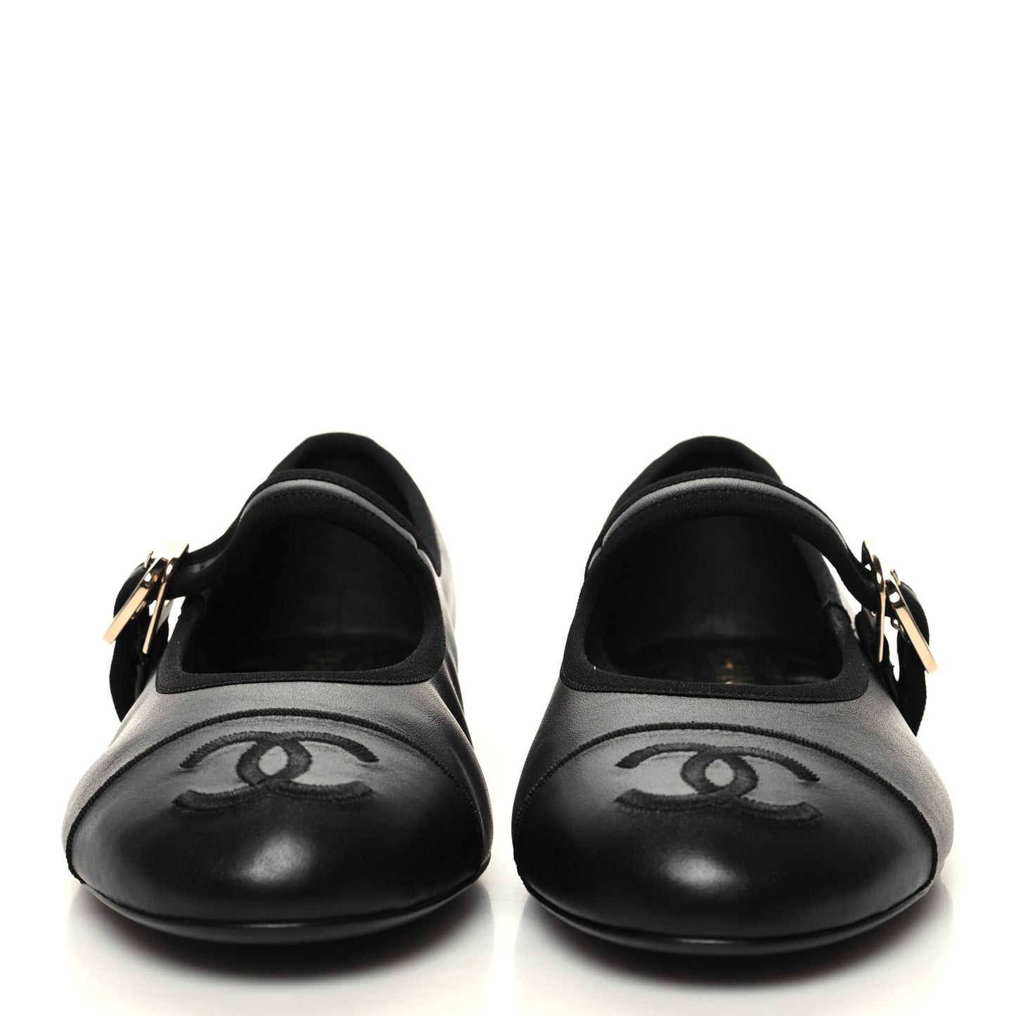 Lambskin Mary Jane Flats 38 Black