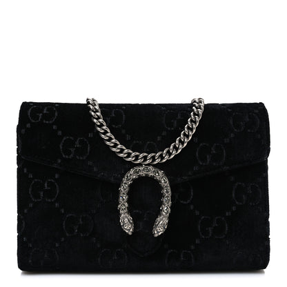 Gucci Velvet GG Monogram Mini Dionysus Chain Wallet Black 1 of 11