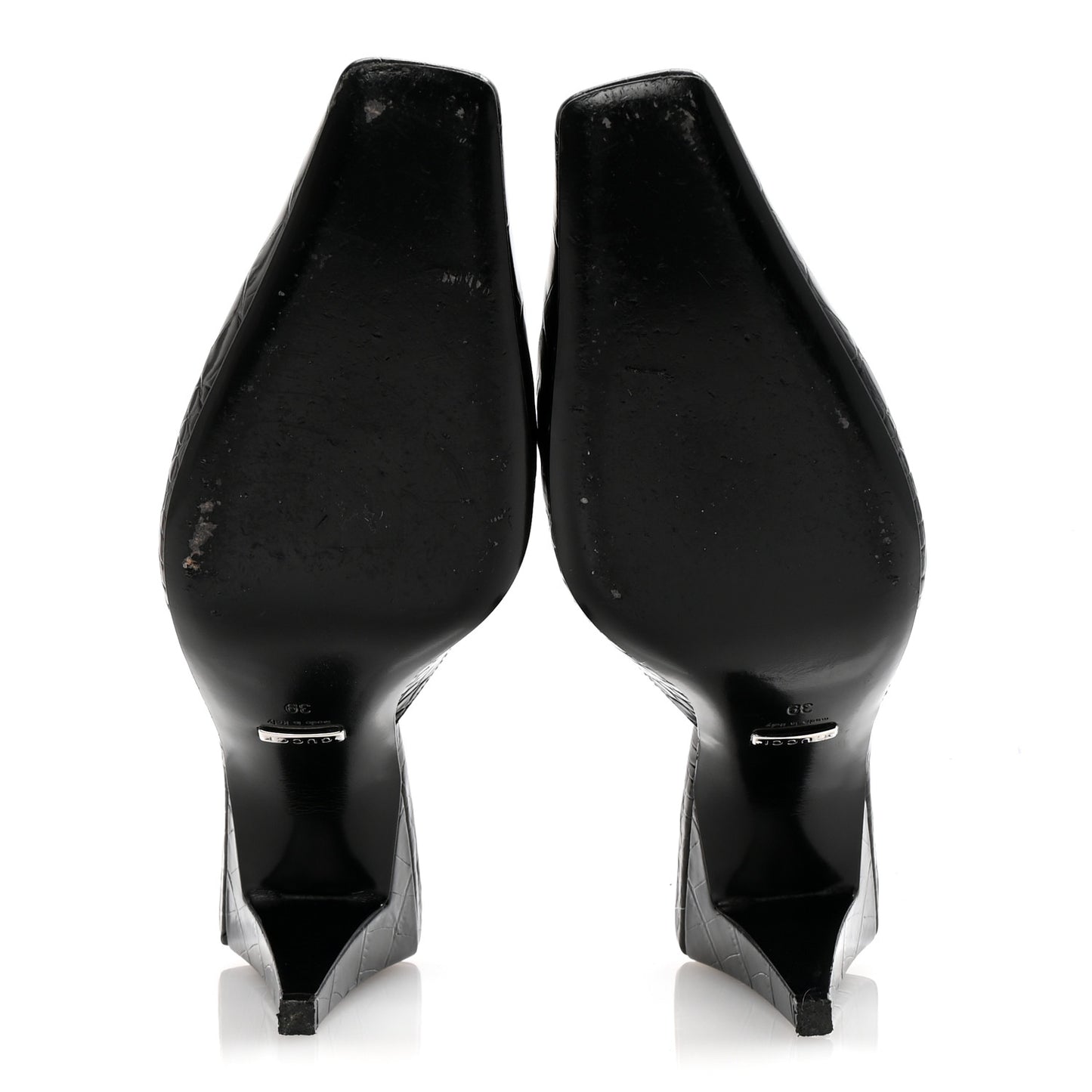 Calfskin Crocodile Embossed Mallory Mules 39 Black