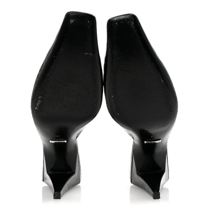 Gucci Calfskin Crocodile Embossed Mallory Mules 39 Black 6 of 10