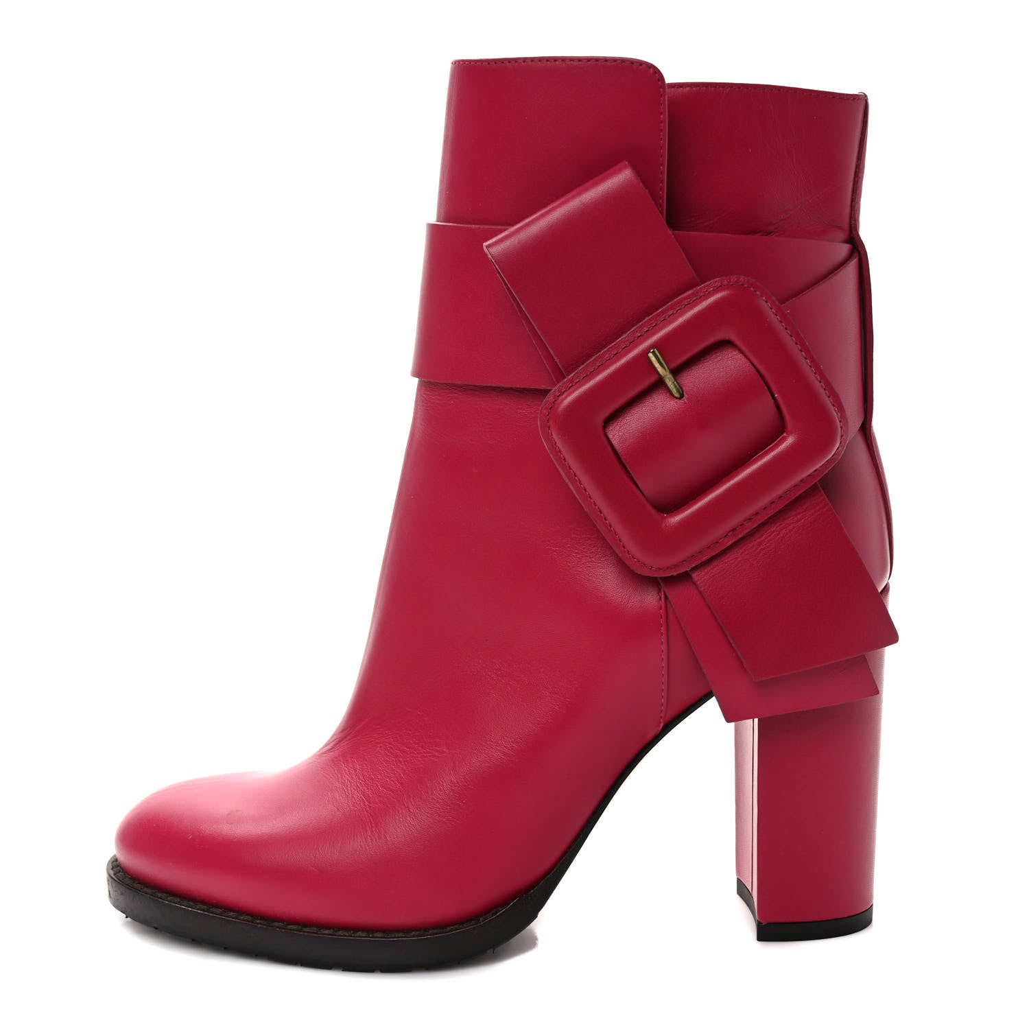 Valentino Garavani Calfskin Buckle Ankle Booties 37 Cyclamin 1 of 8